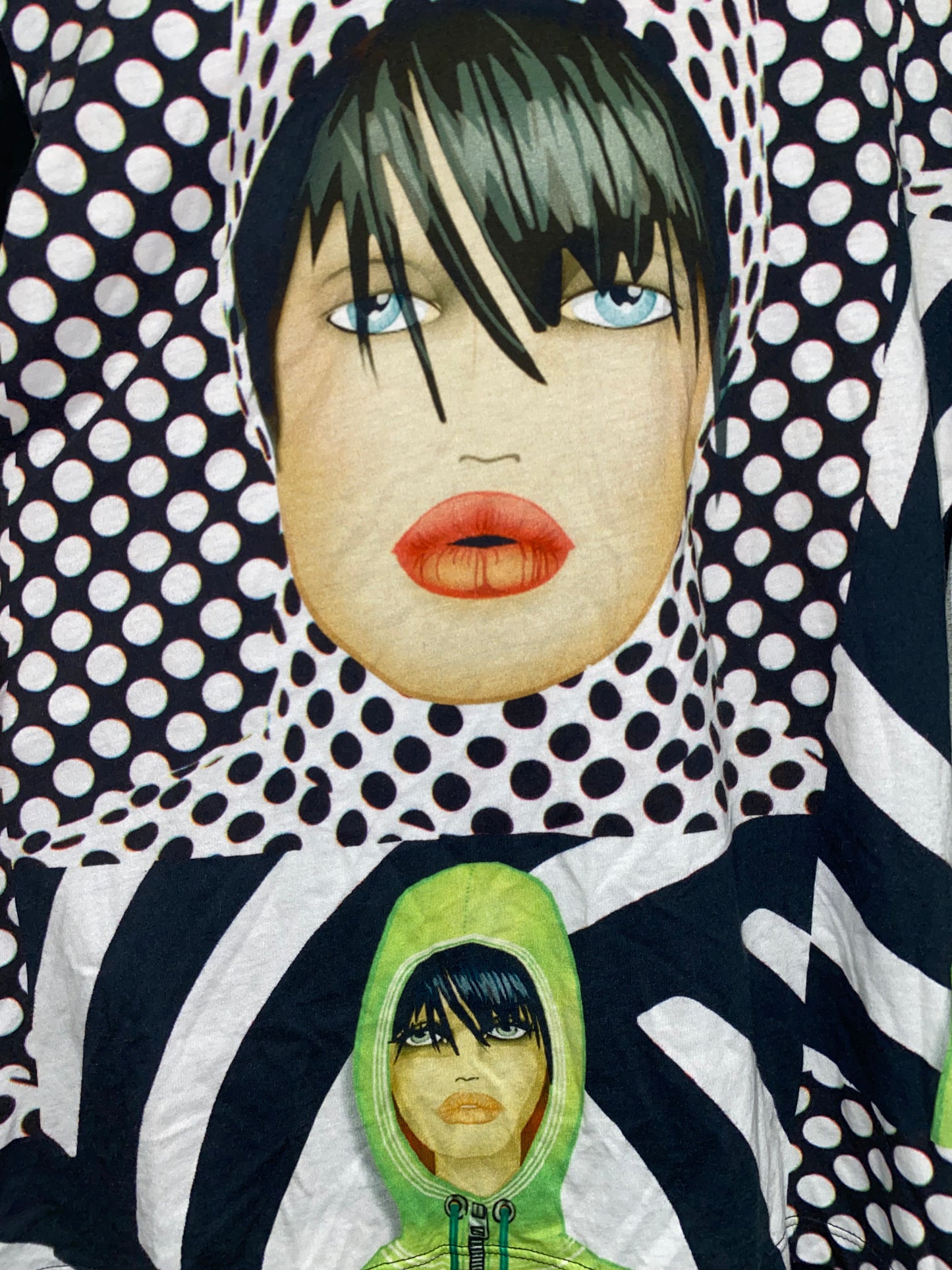 CUSTO BARCELONA long sleeve y2k cotton black graphic top (M)
