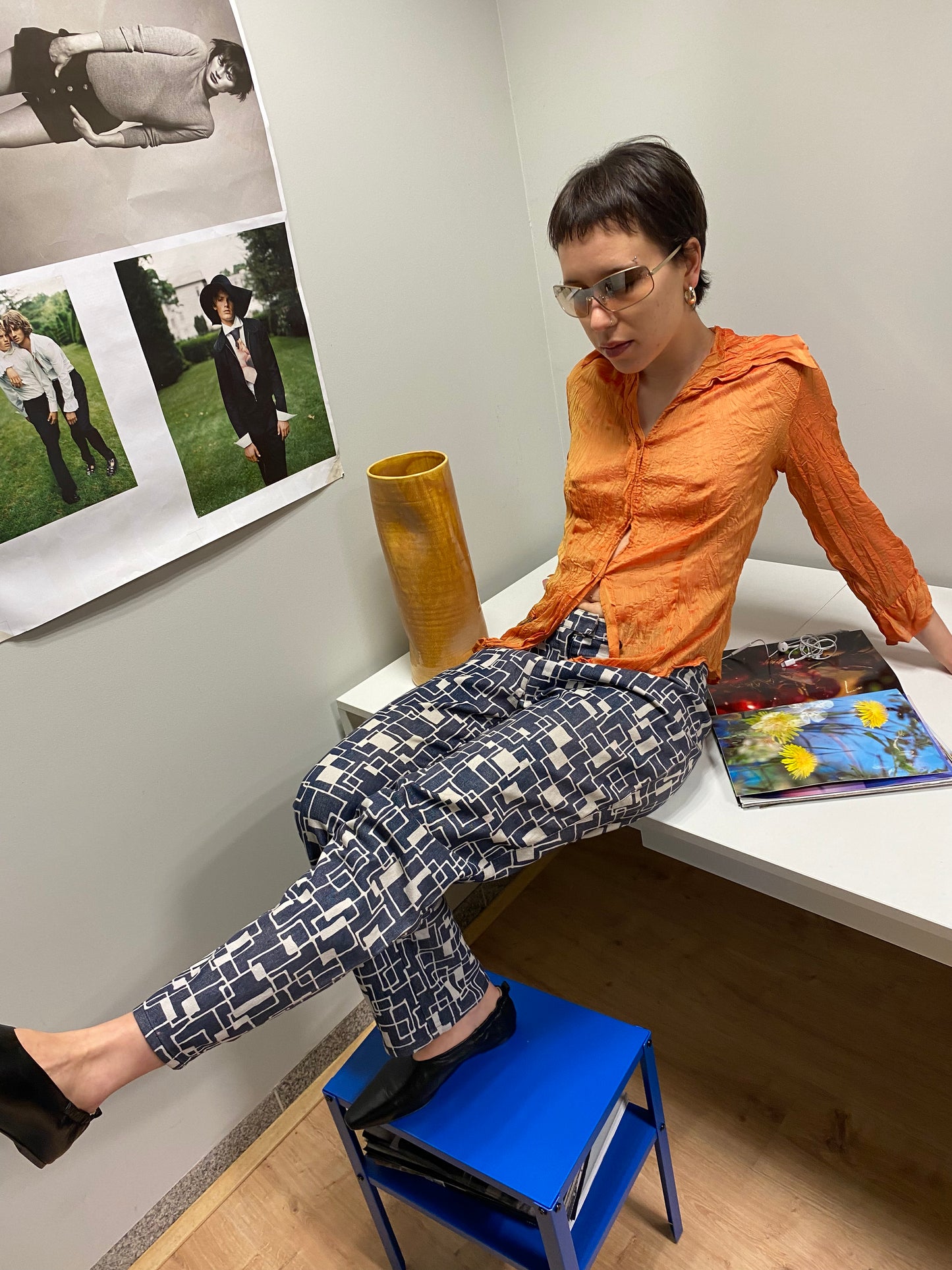 VINTAGE abstract pattern trousers (S/M)