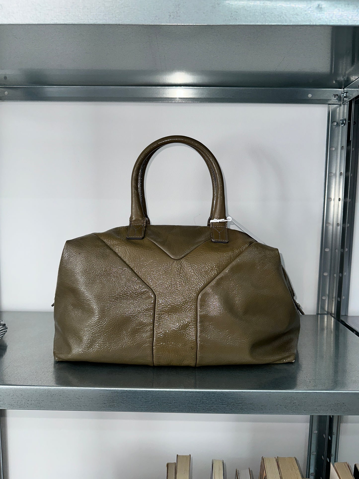 YVES SAINT LAURENT leather khaki bag