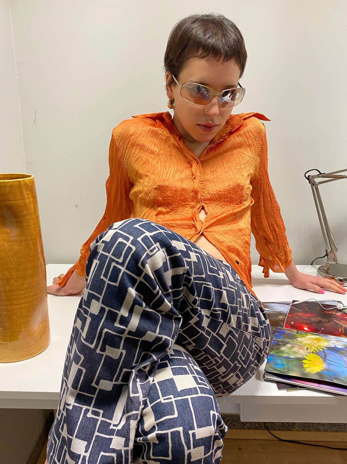 VINTAGE abstract pattern trousers (S/M)