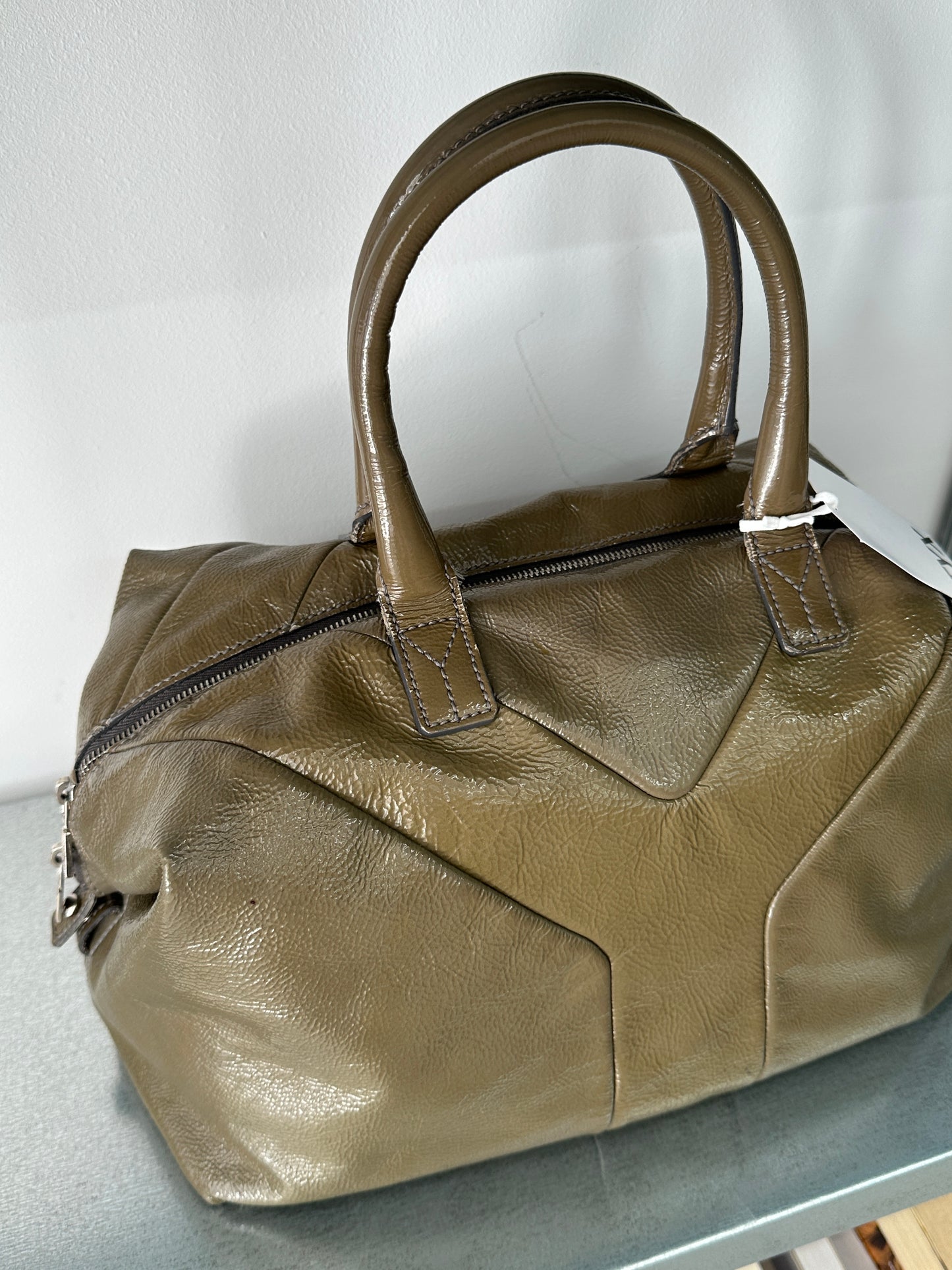 YVES SAINT LAURENT leather khaki bag