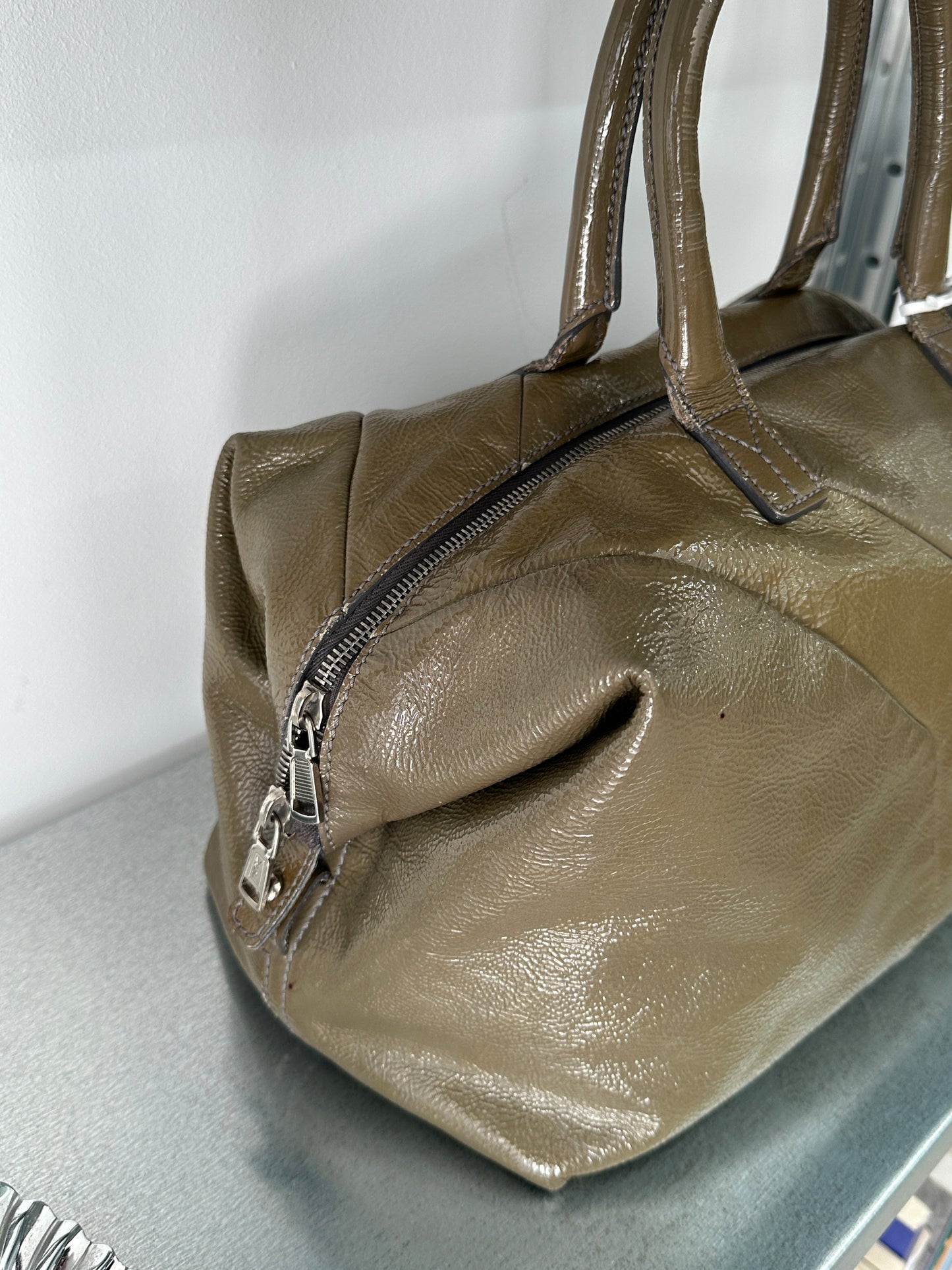 YVES SAINT LAURENT leather khaki bag
