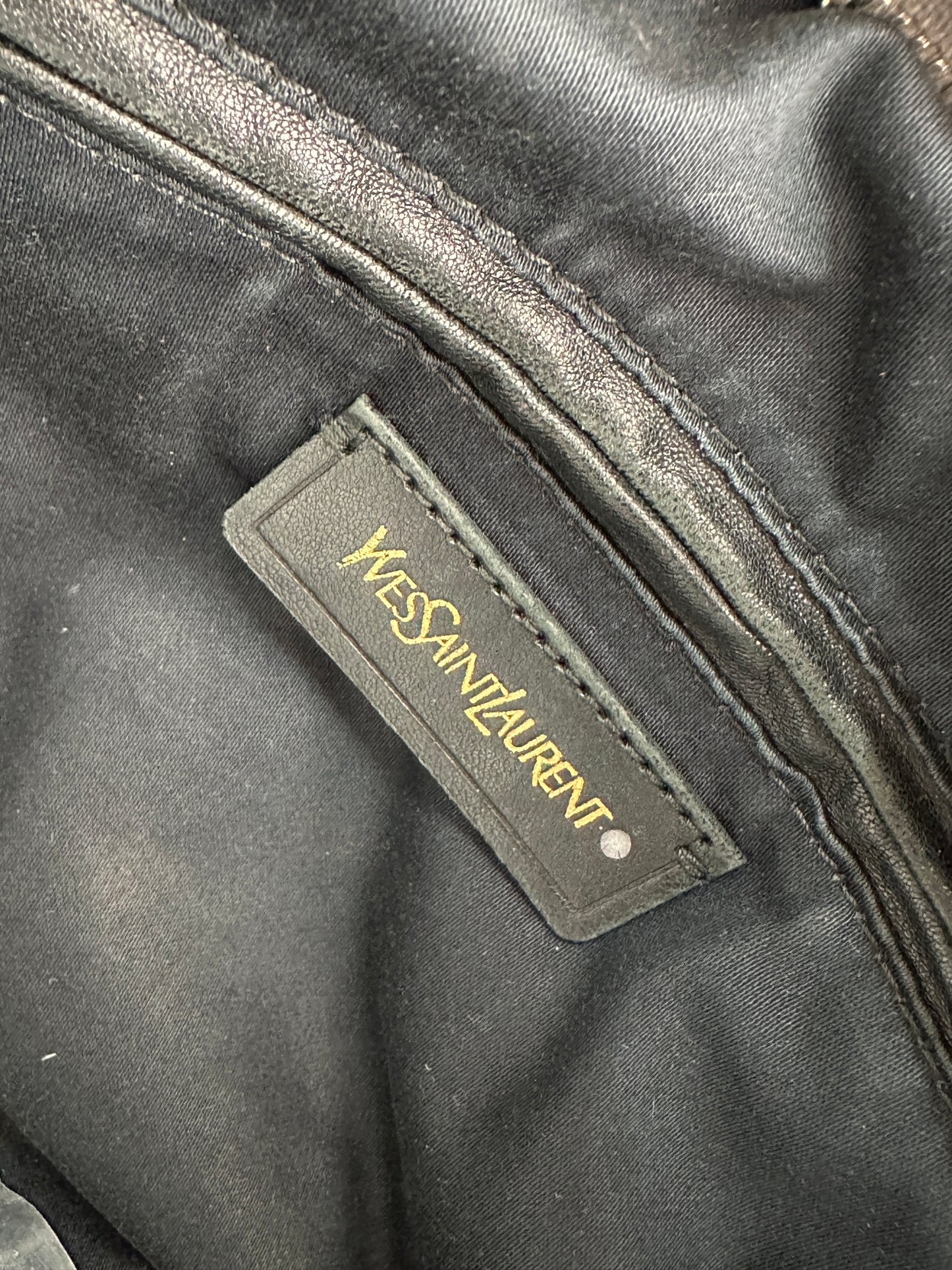 YVES SAINT LAURENT leather khaki bag