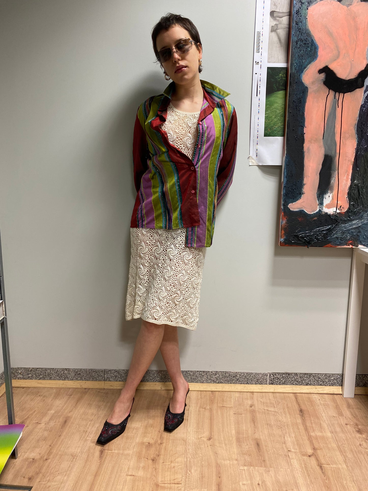 ETRO vintage multicolour sequin button-up shirt (L)