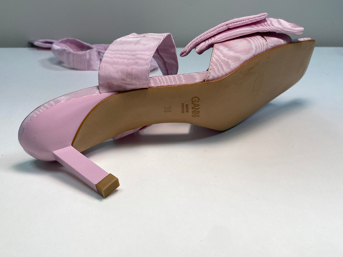 GANNI pink bow sandals (38)