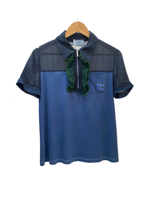 PRADA polo shirt with ruffled details (S)