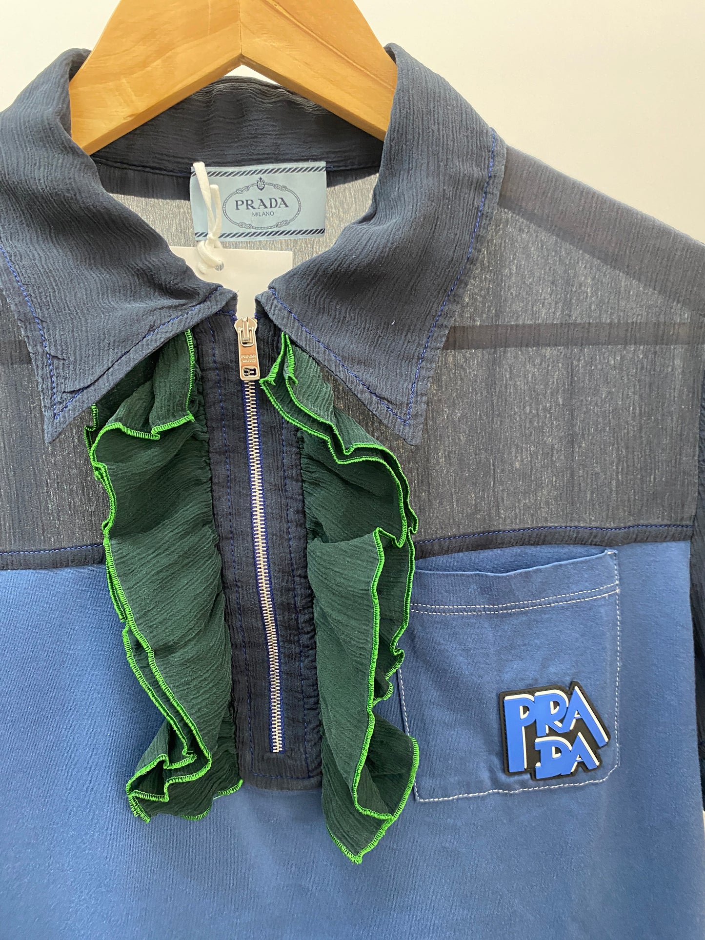 PRADA polo shirt with ruffled details (S)