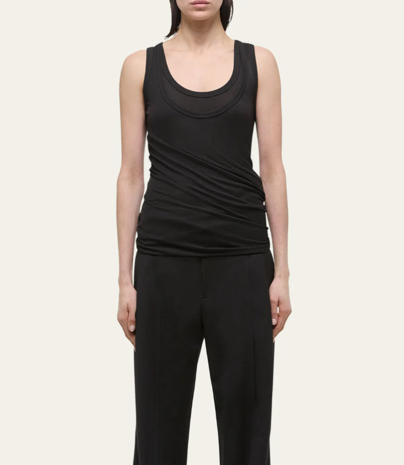 HELMUT LANG double layer black cotton top and dress (XS)