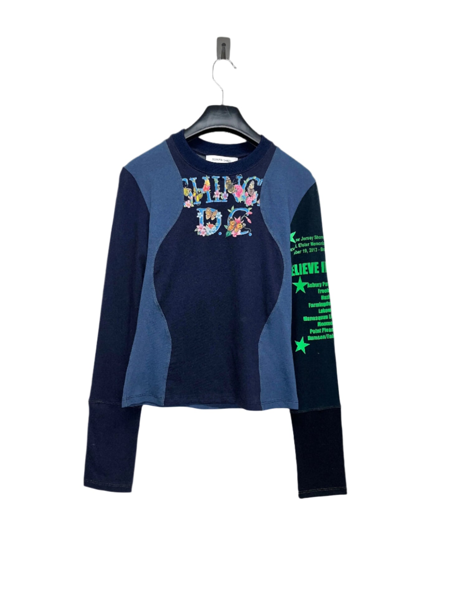 MARINE SERRE regenerated graphic blue longsleeve (S)