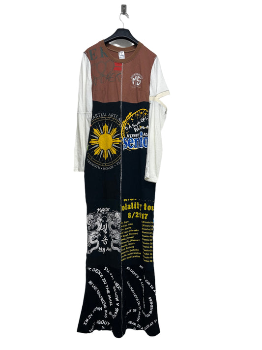 MARINE SERRE regenerated graphic maxi dress with arm cut out (M)