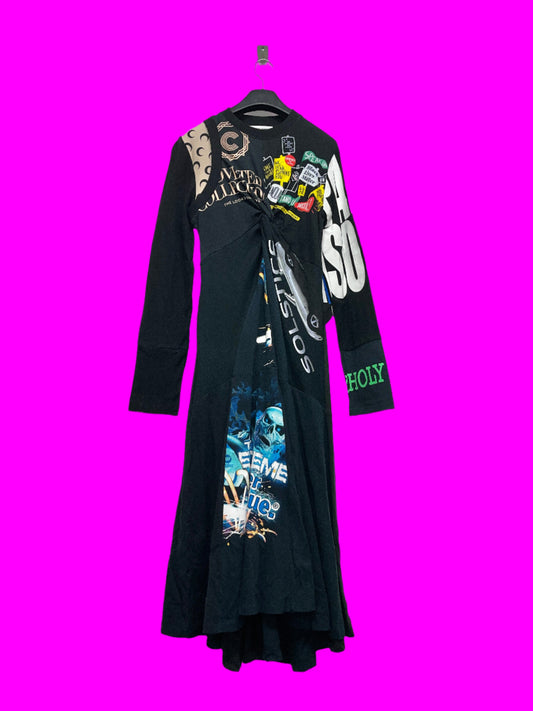 MARINE SERRE regenerated graphic maxi dress with front knot (S)