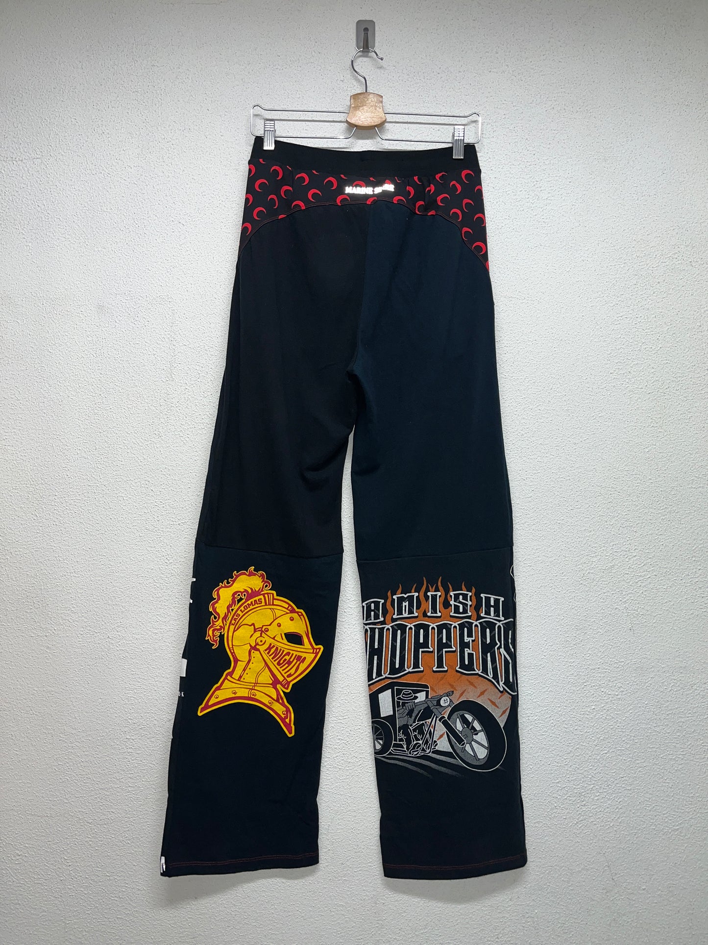 MARINE SERRE regenerated vintage graphic black trousers (XS/S)