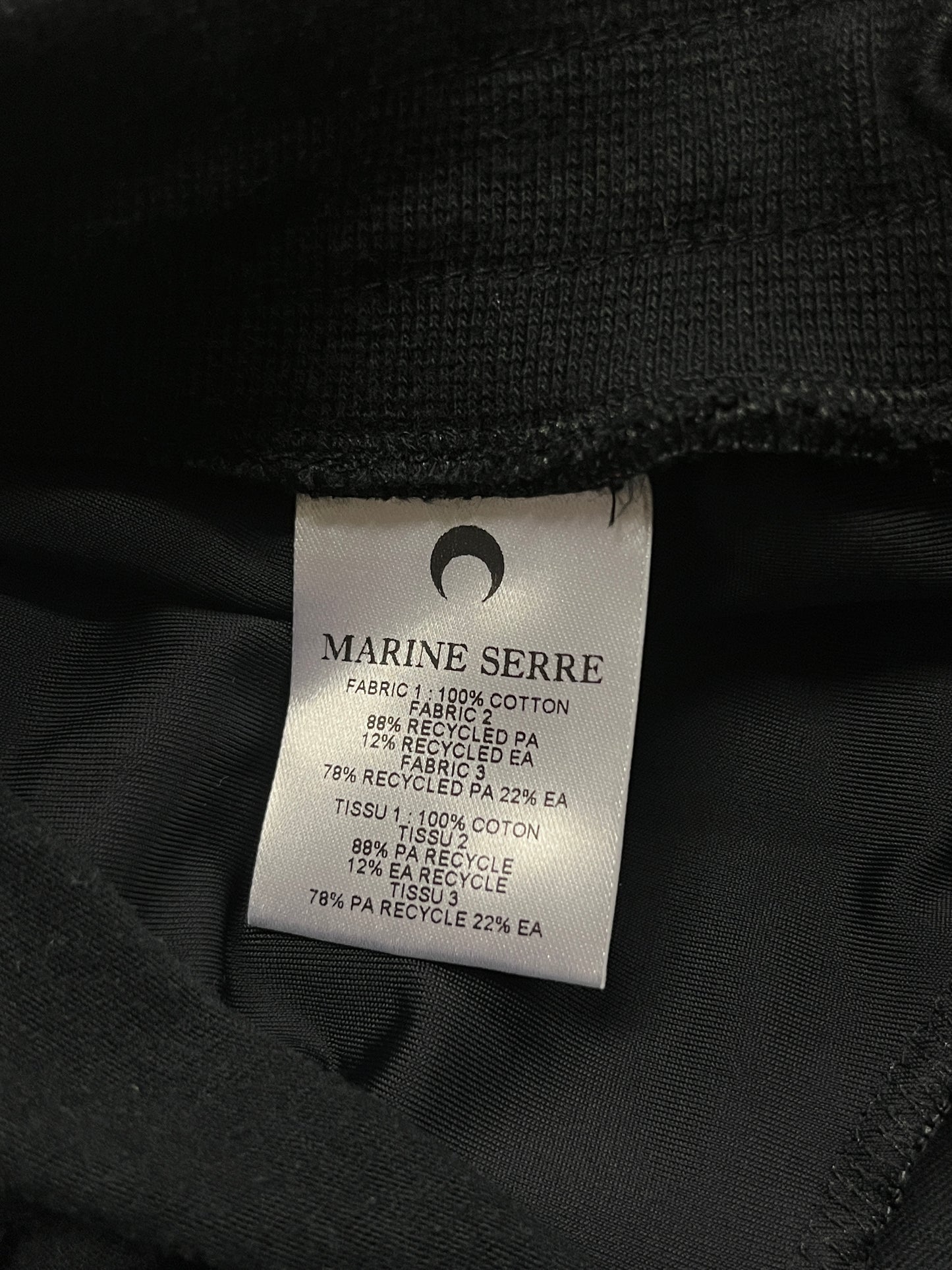 MARINE SERRE regenerated vintage graphic black trousers (XS/S)