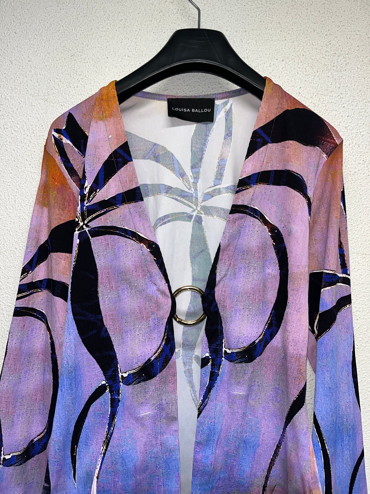 LOUISA BALLOU top with golden hoop closure and flared sleeves (XL)