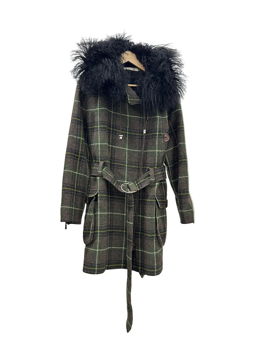 JC DE CASTELBAJAC wool and mongolian hair coat (L)