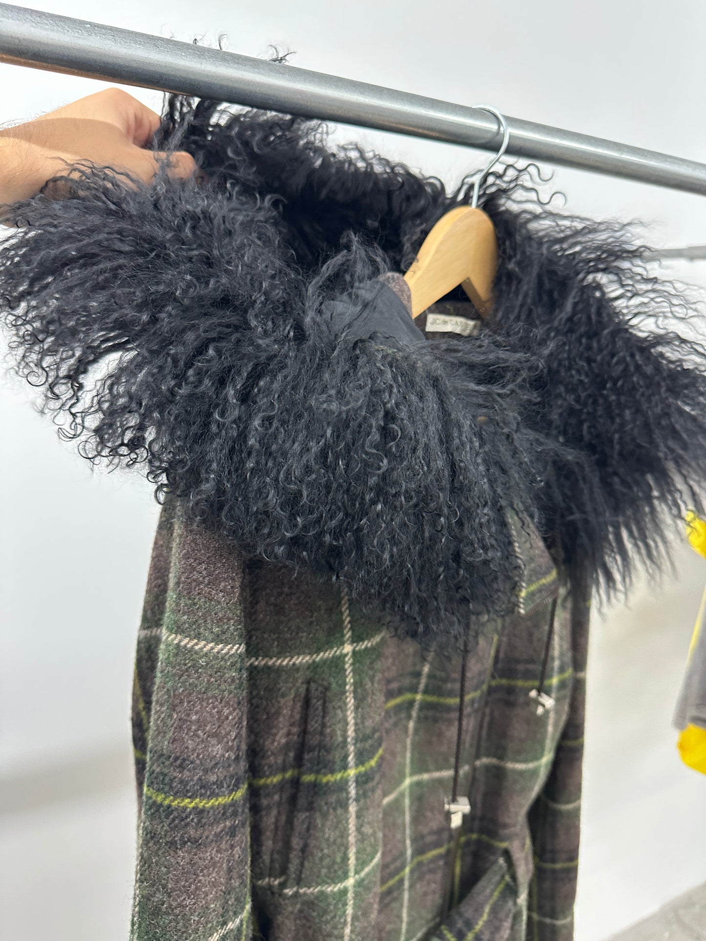 JC DE CASTELBAJAC wool and mongolian hair coat (L)