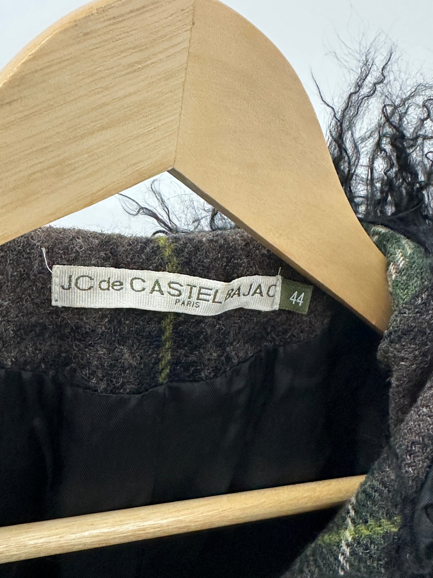 JC DE CASTELBAJAC wool and mongolian hair coat (L)