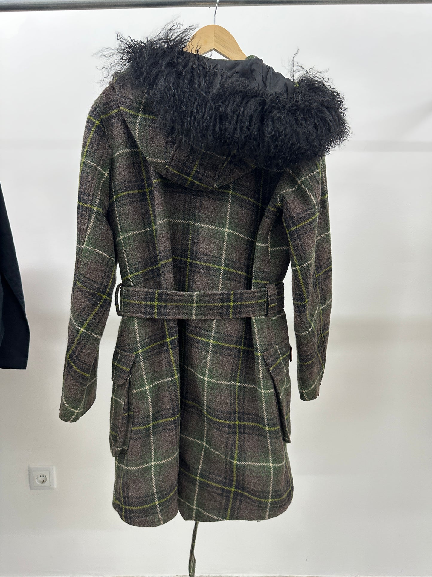 JC DE CASTELBAJAC wool and mongolian hair coat (L)