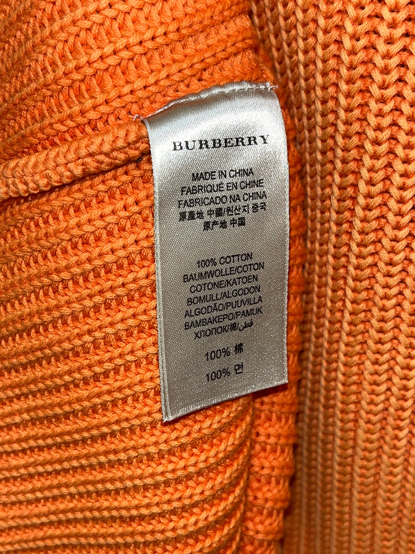 BURBERRY orange cotton sweater with side zipper (M/L)