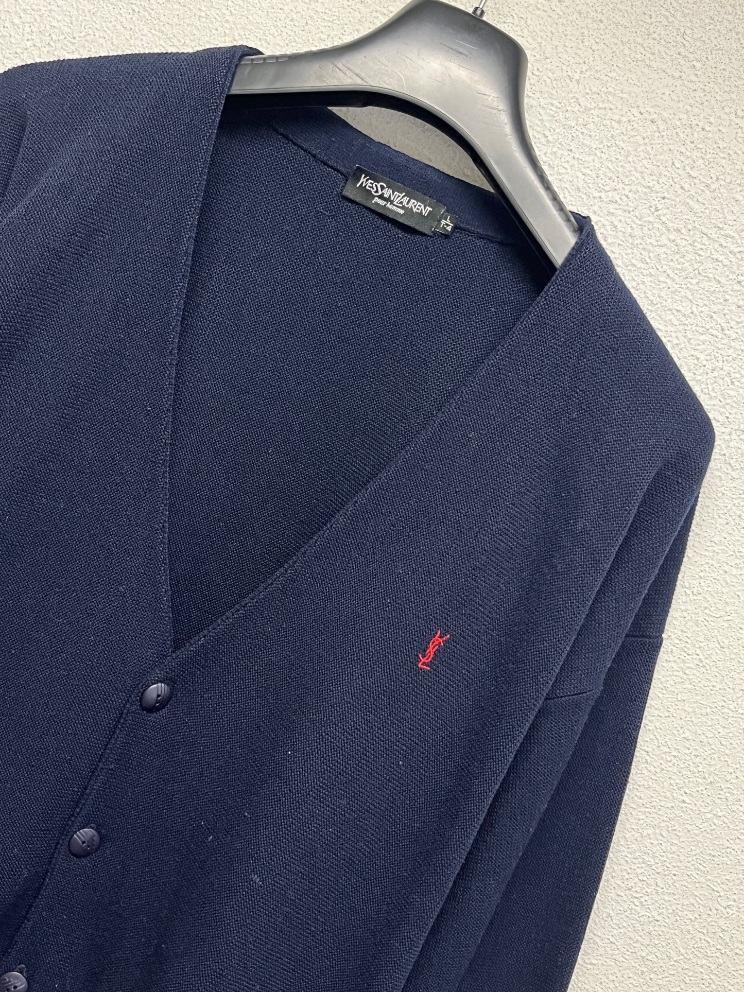 YVES SAINT LAURENT wool navy Cardigan (L)