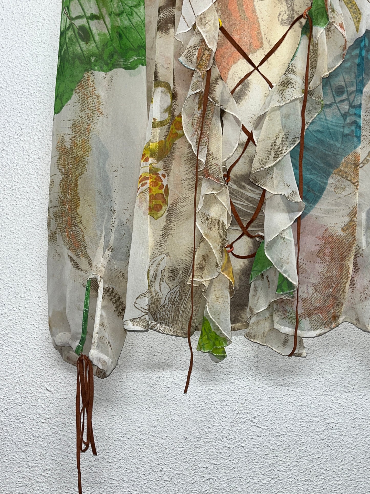 ROBERTO CAVALLI abstract pattern blouse with strings (M)