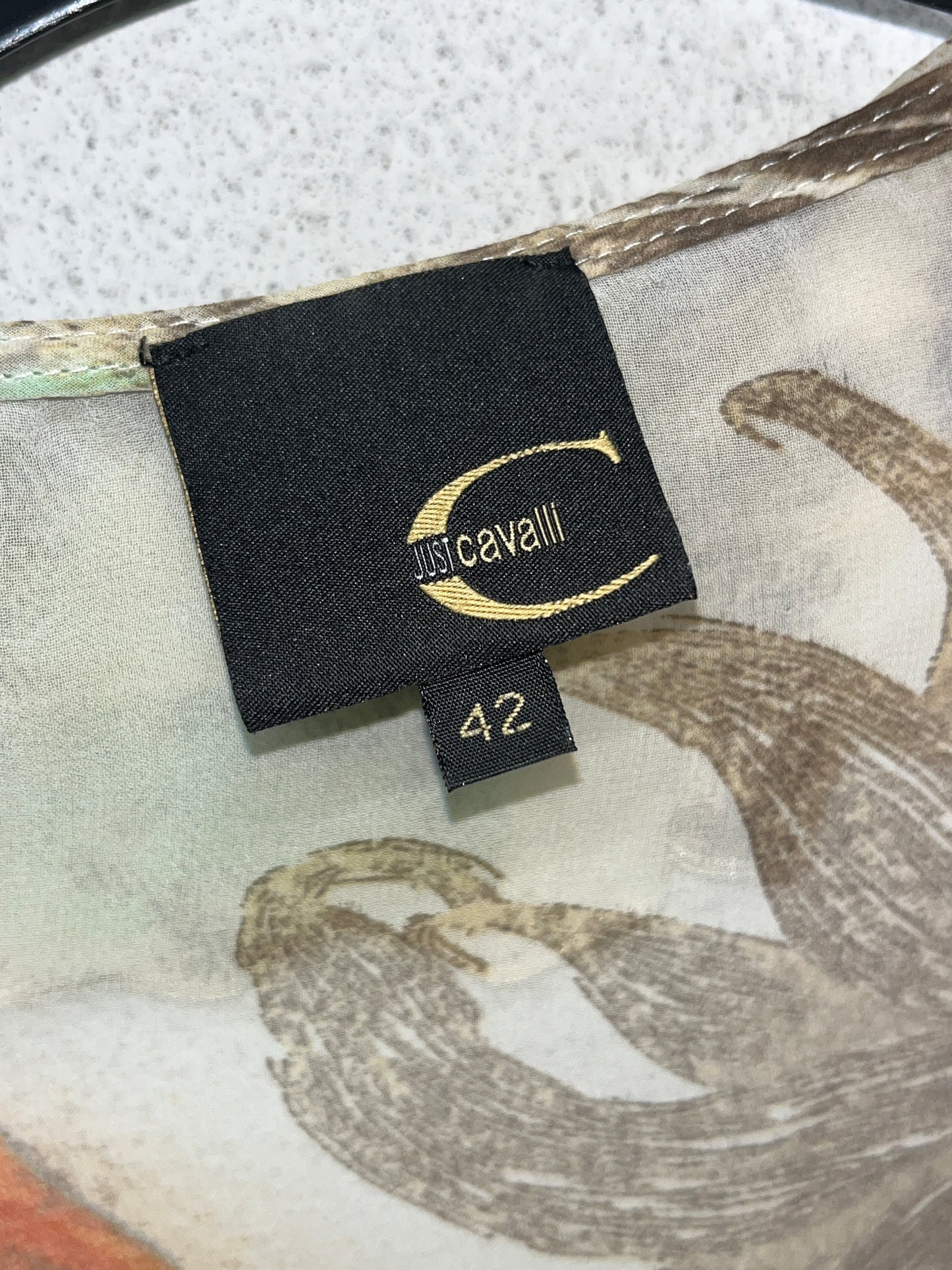 ROBERTO CAVALLI abstract pattern blouse with strings (M)