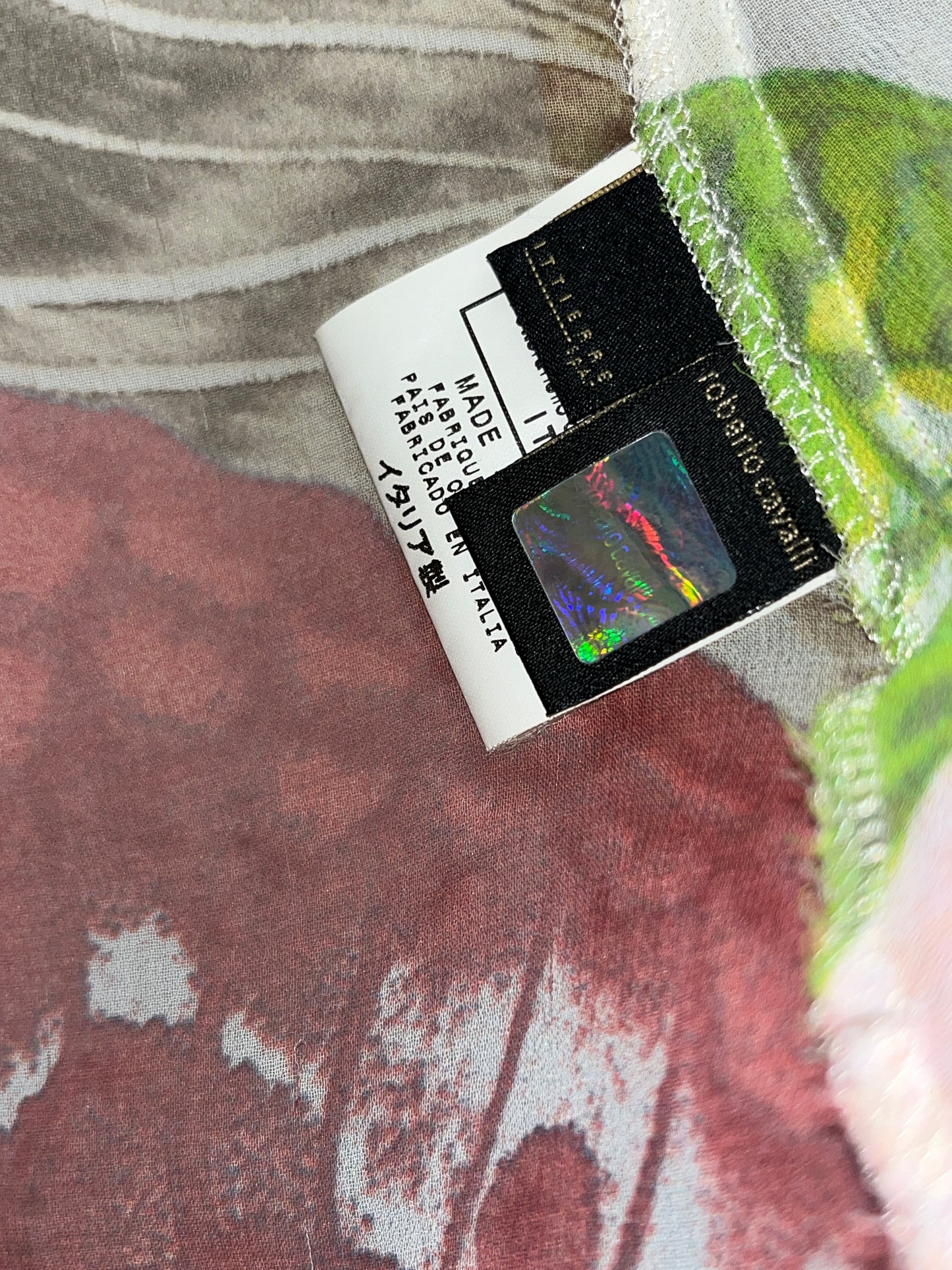 ROBERTO CAVALLI abstract pattern blouse with strings (M)