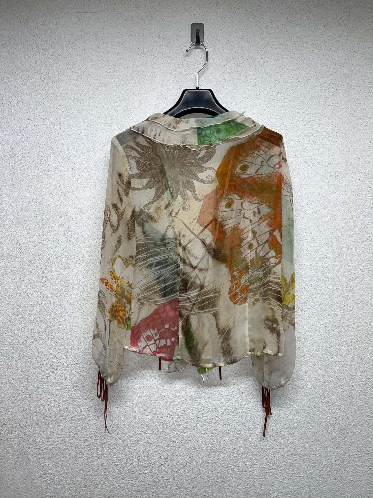 ROBERTO CAVALLI abstract pattern blouse with strings (M)