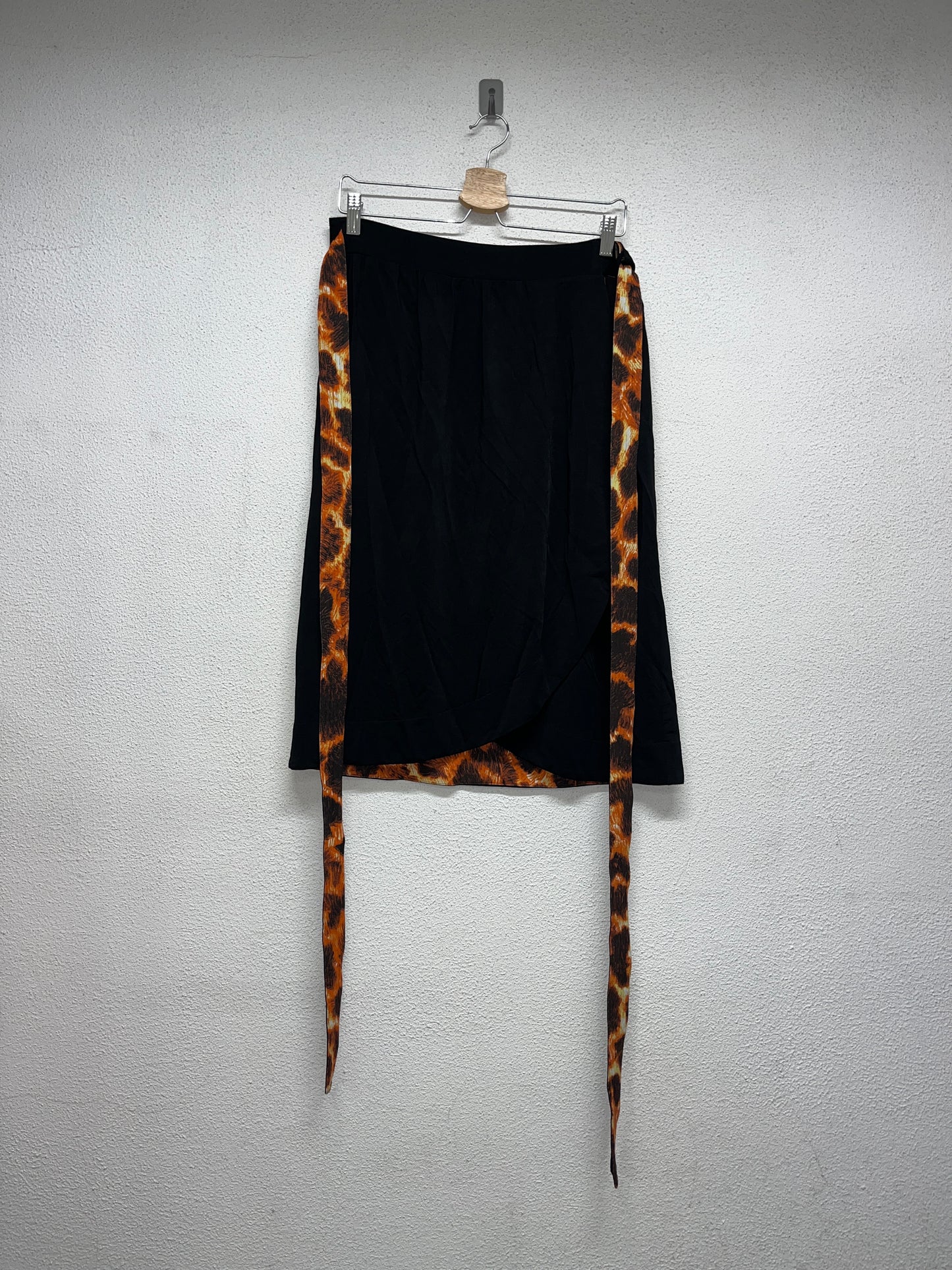 ROBERTO CAVALLI Wrap black viscose skirt (L)