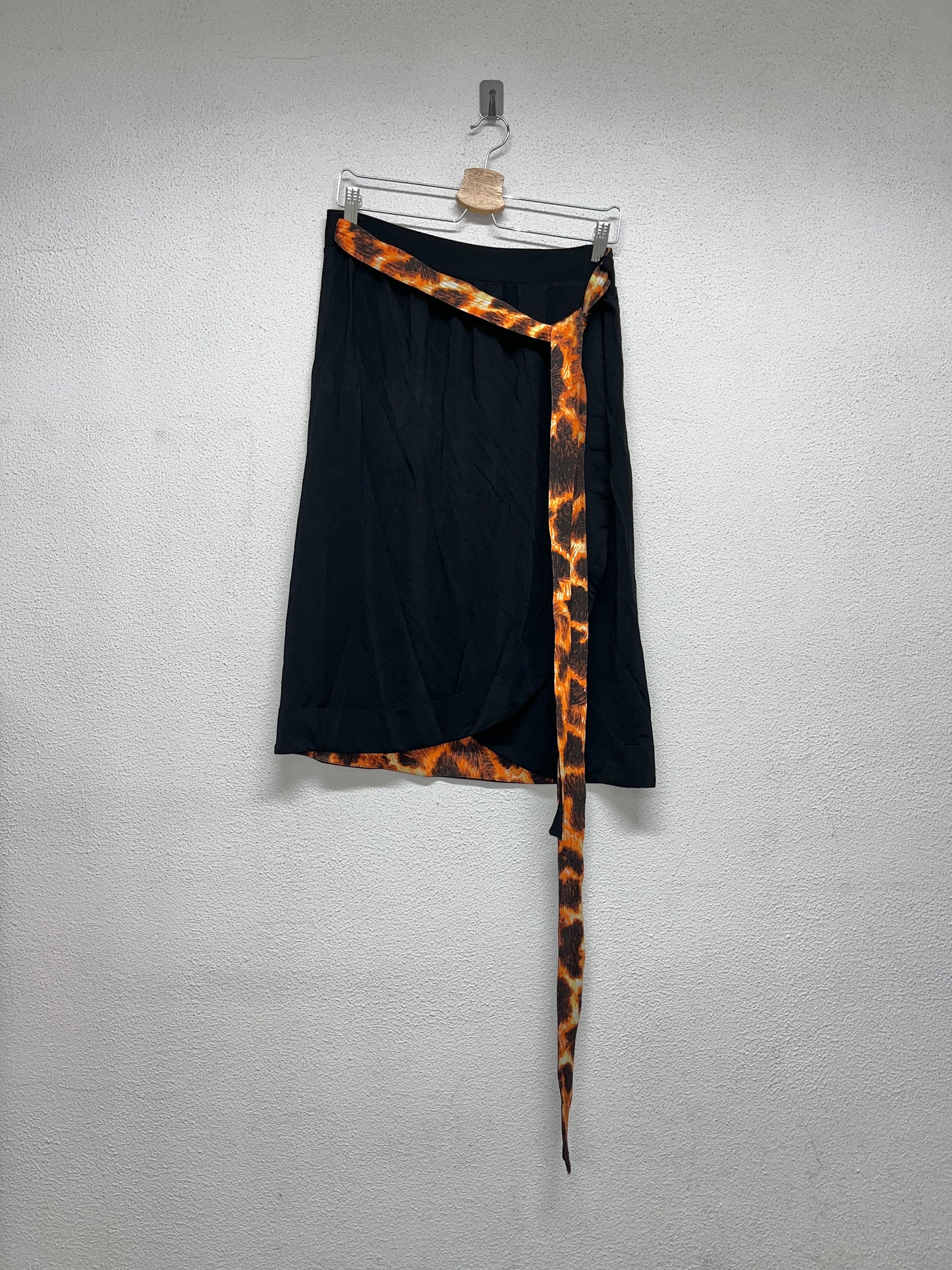 ROBERTO CAVALLI Wrap black viscose skirt (L)