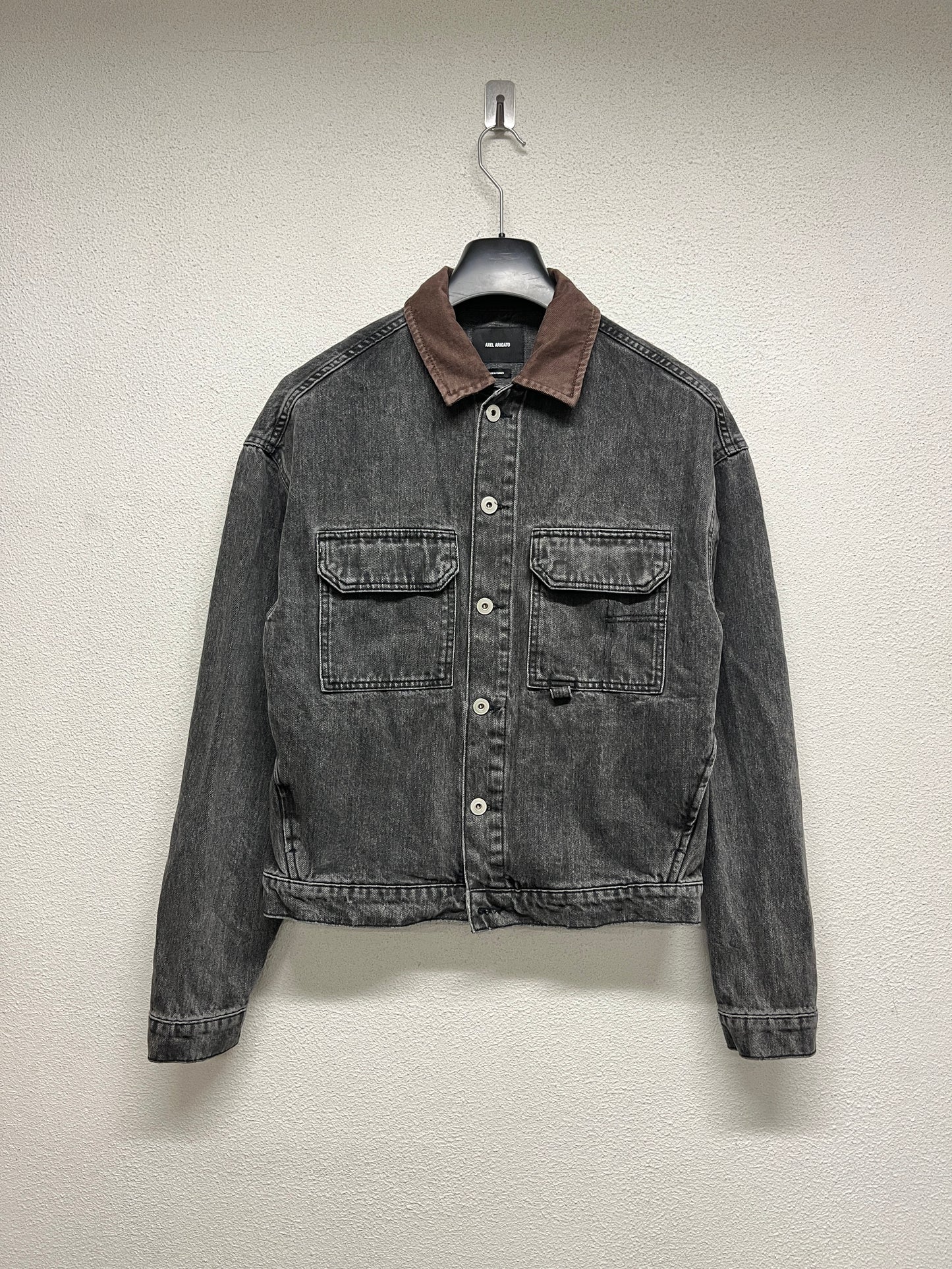 AXEL ARIGATO distressed black Denim trucker jacket (XS)