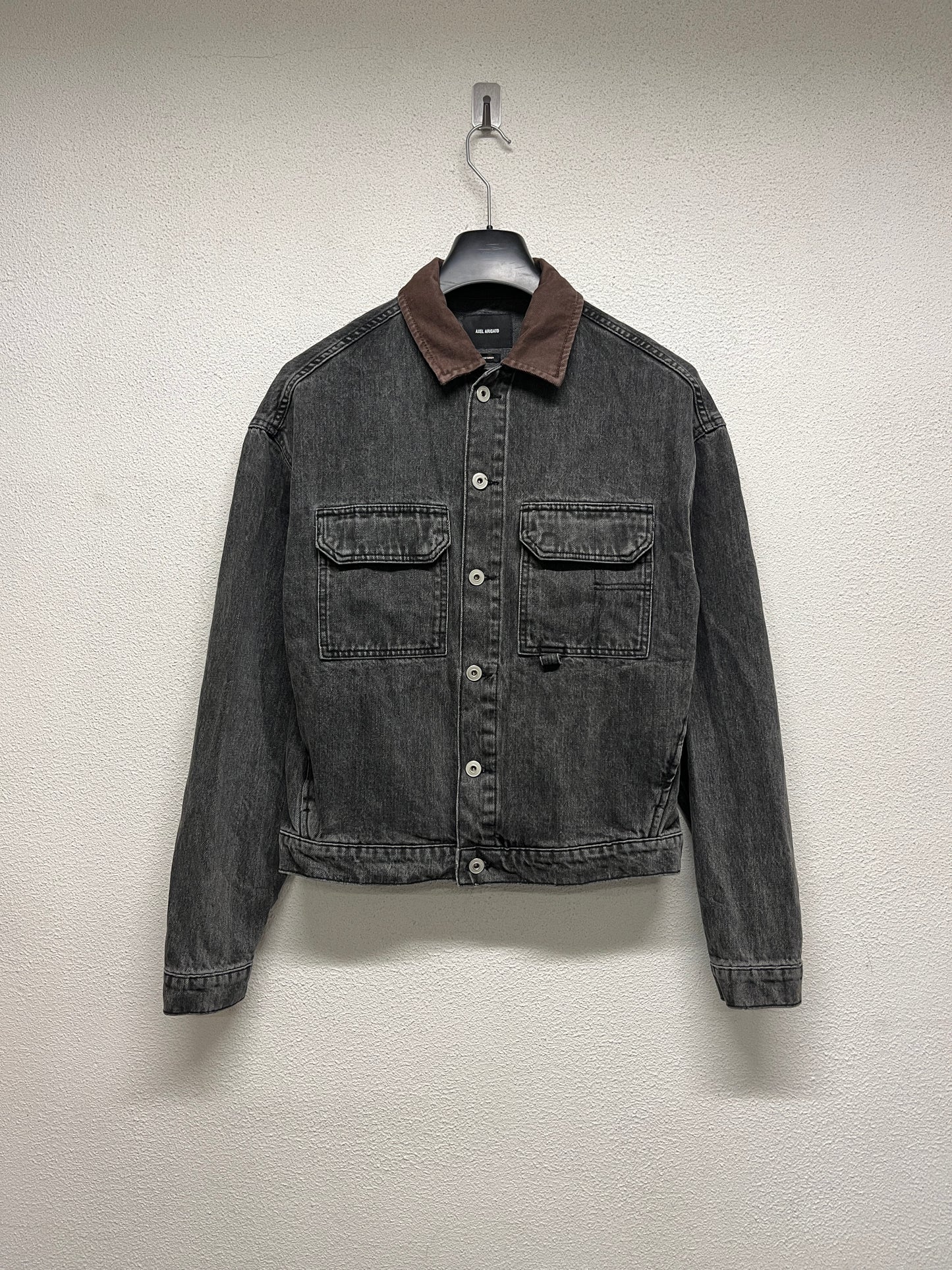 AXEL ARIGATO distressed black Denim trucker jacket (XS)