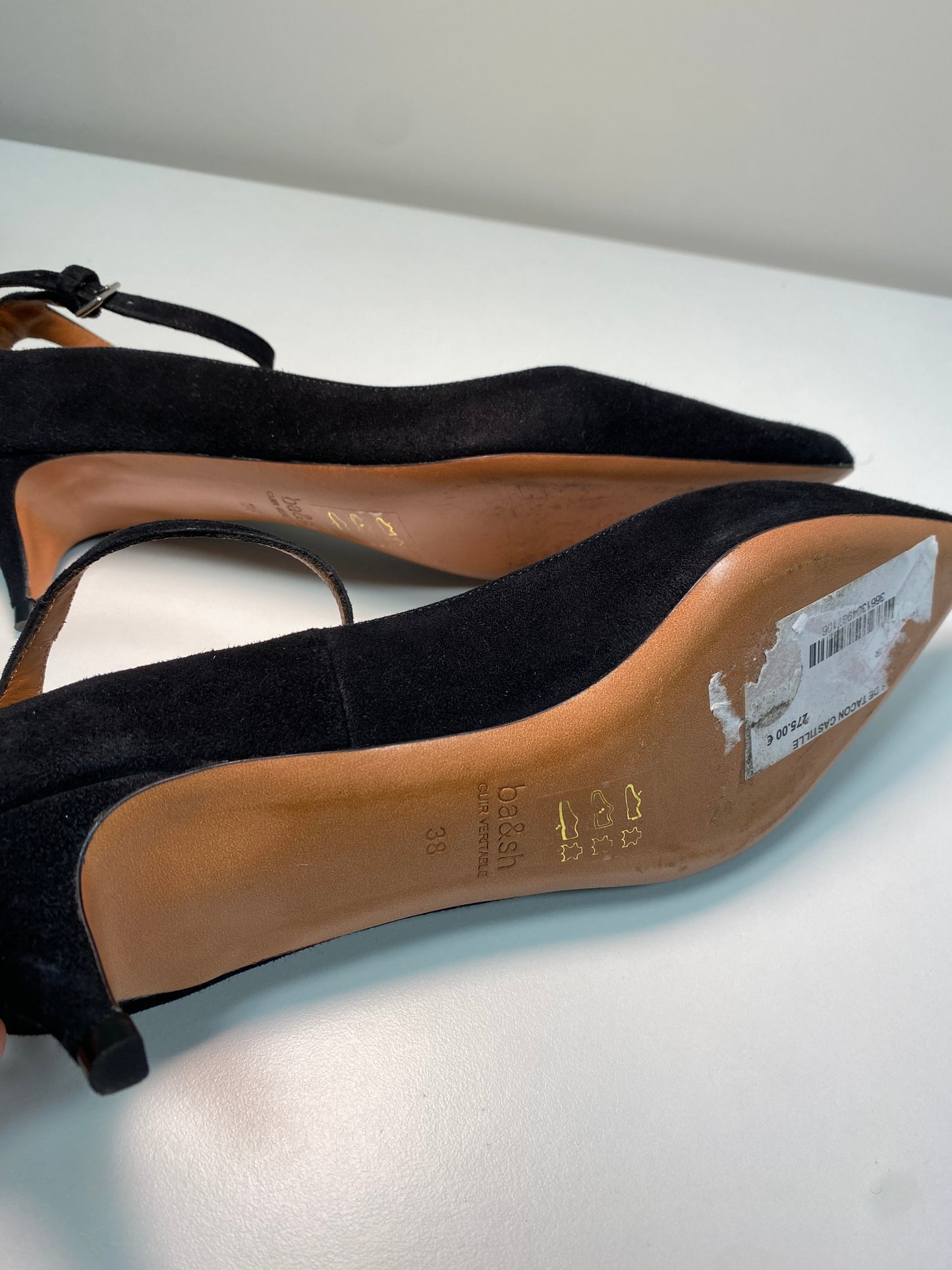BA&SH black suede kitten heels (38)