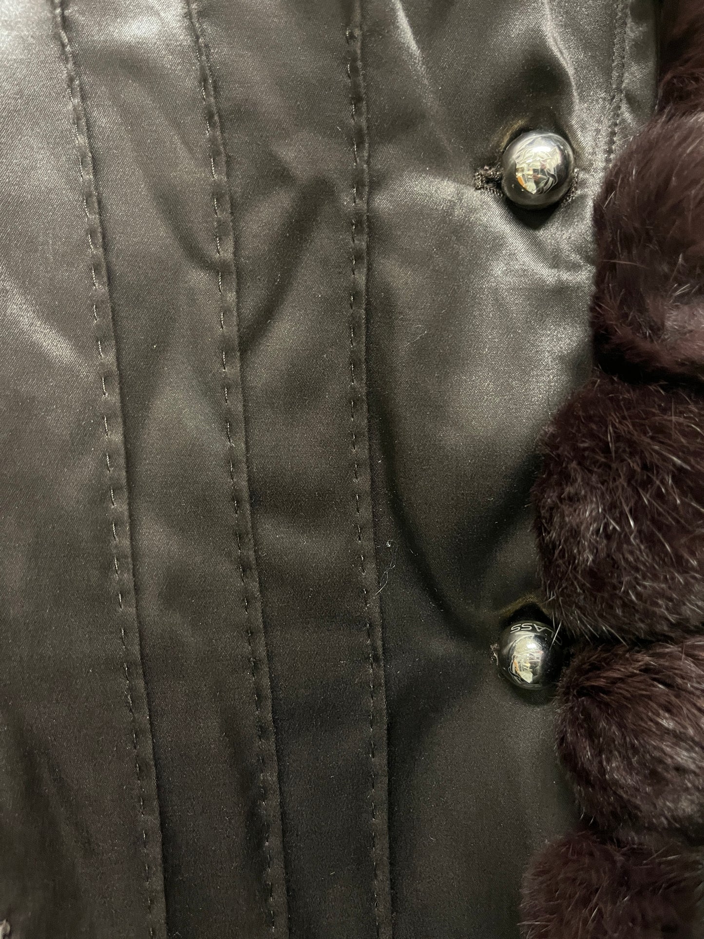 ROBERTO CAVALLI nylon belted Coat with fur balls (M)