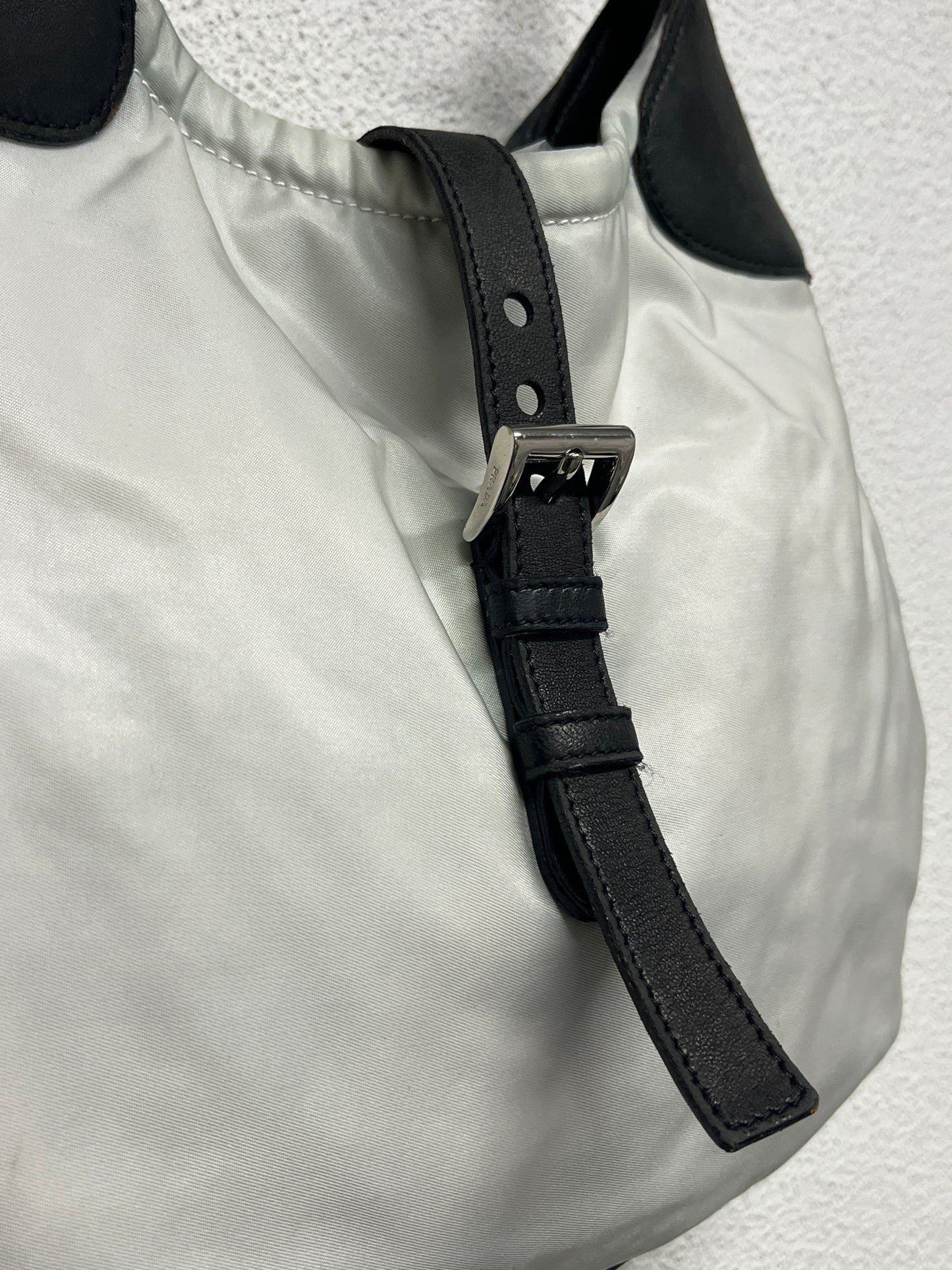 PRADA leather and nylon hobo shoulder bag