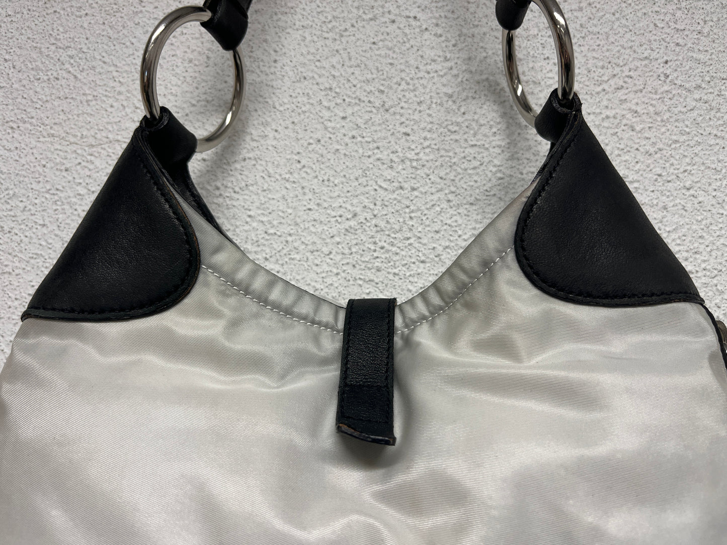 PRADA leather and nylon hobo shoulder bag