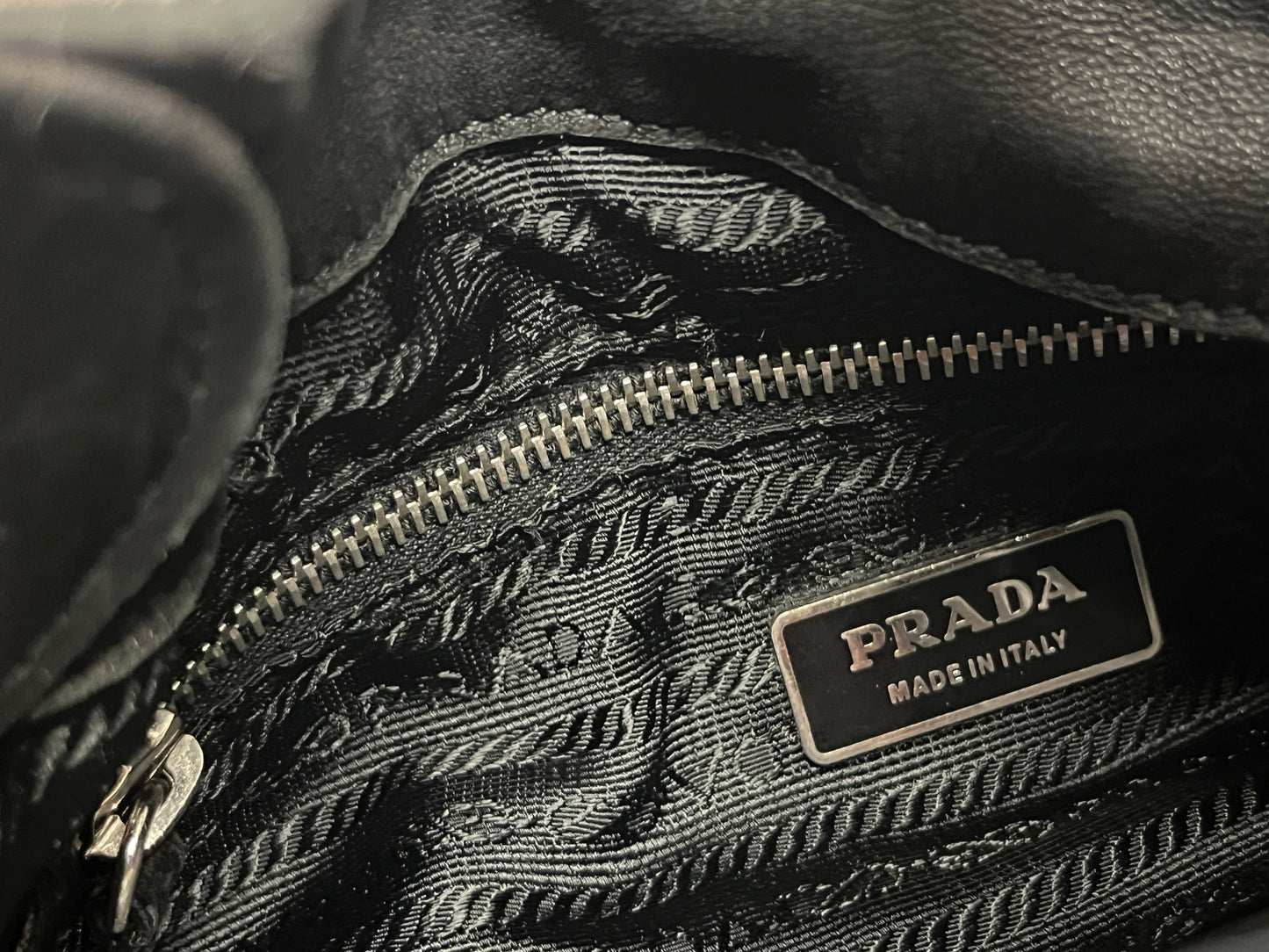 PRADA leather and nylon hobo shoulder bag