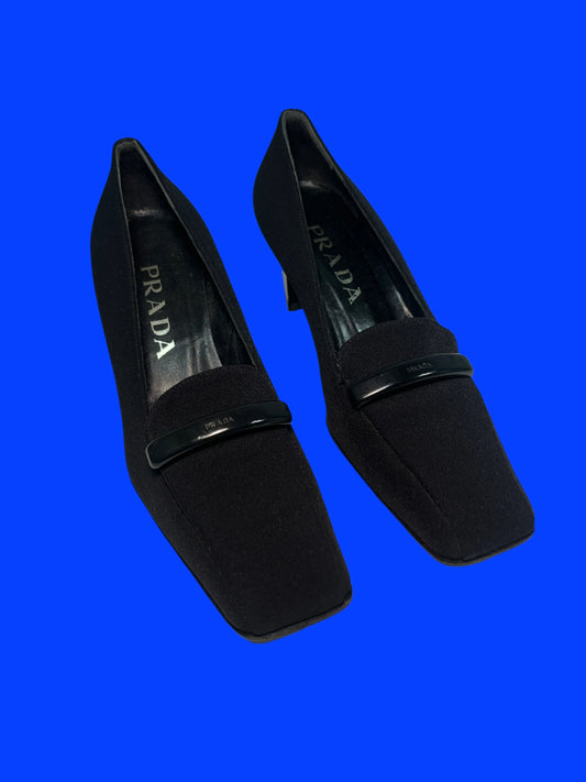 PRADA black squared toe shoes (37)