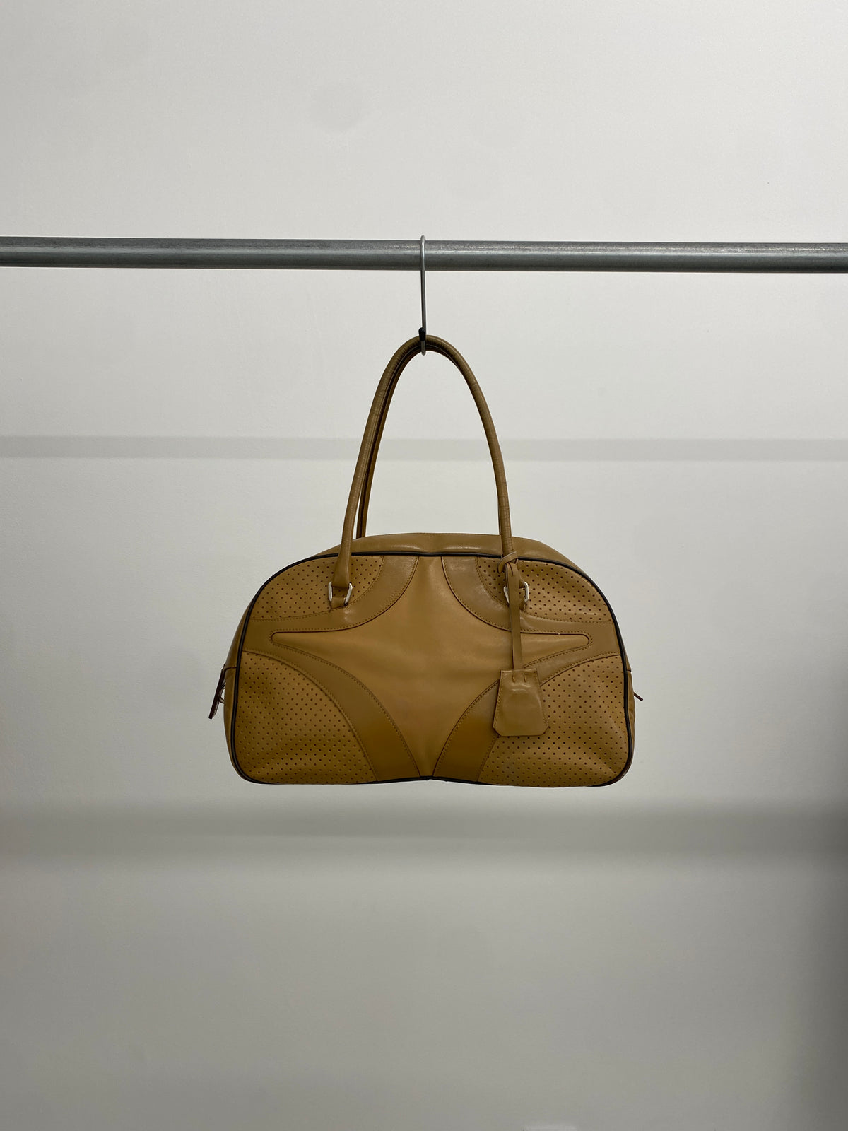 Prada FW99 beige leather bowling bag