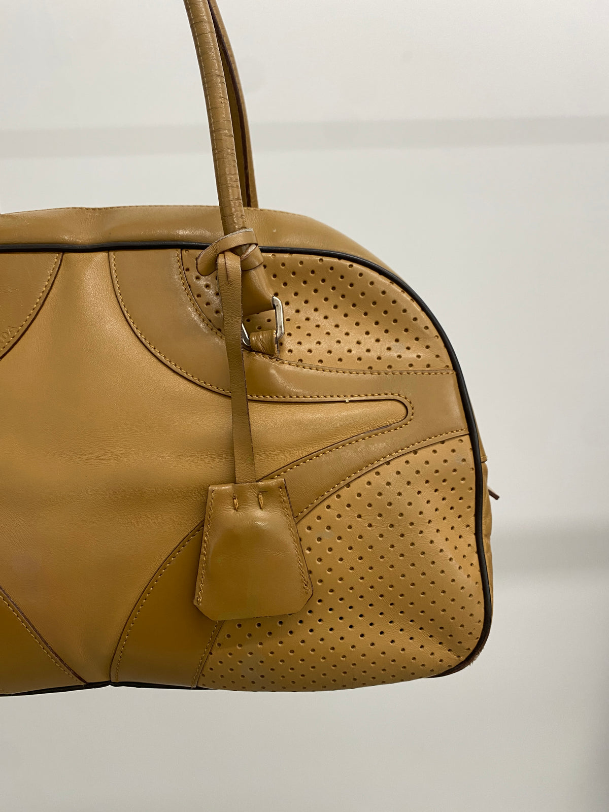 Prada FW99 beige leather bowling bag