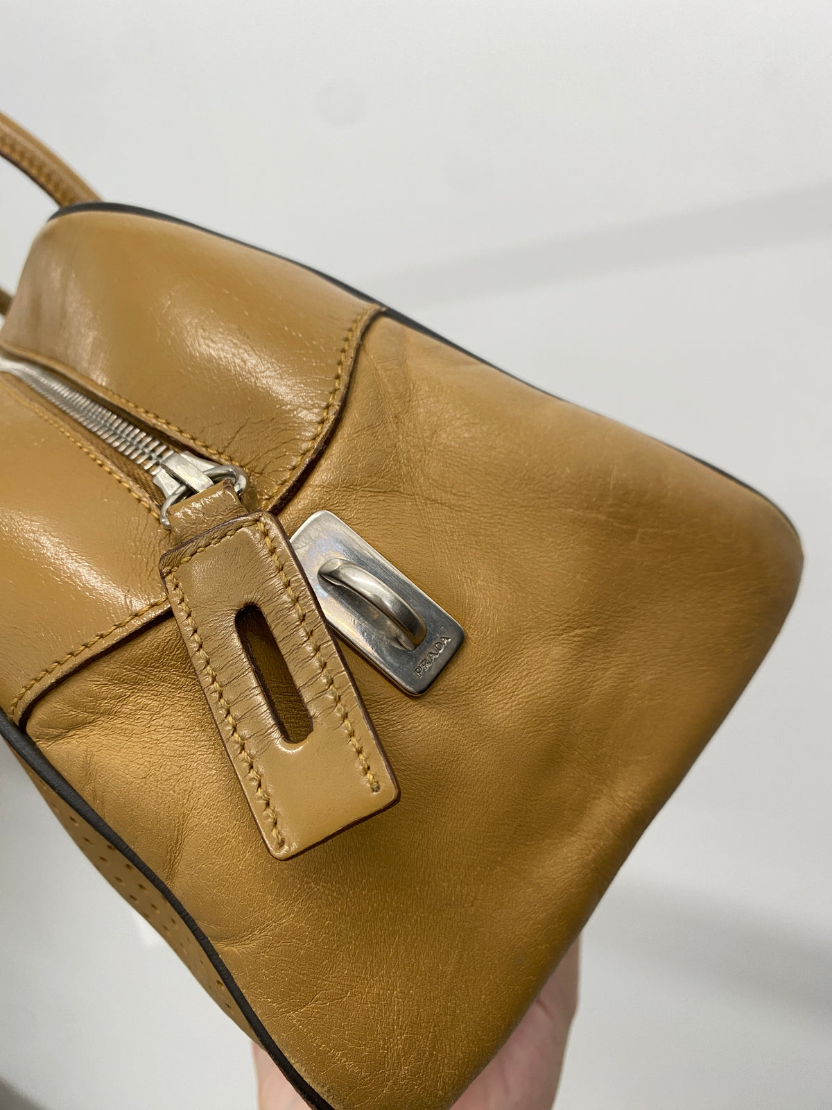 Prada FW99 beige leather bowling bag