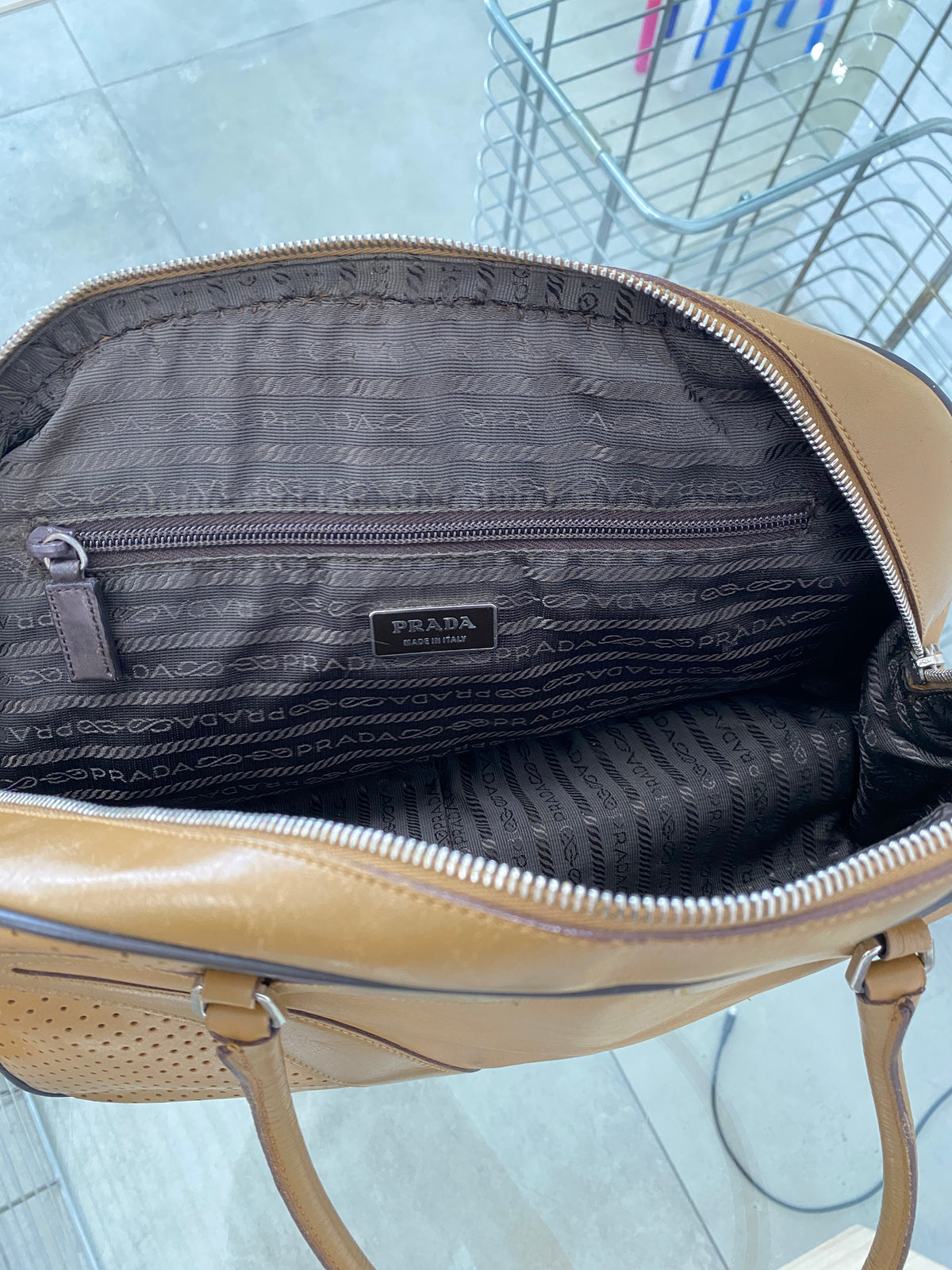 Prada FW99 beige leather bowling bag