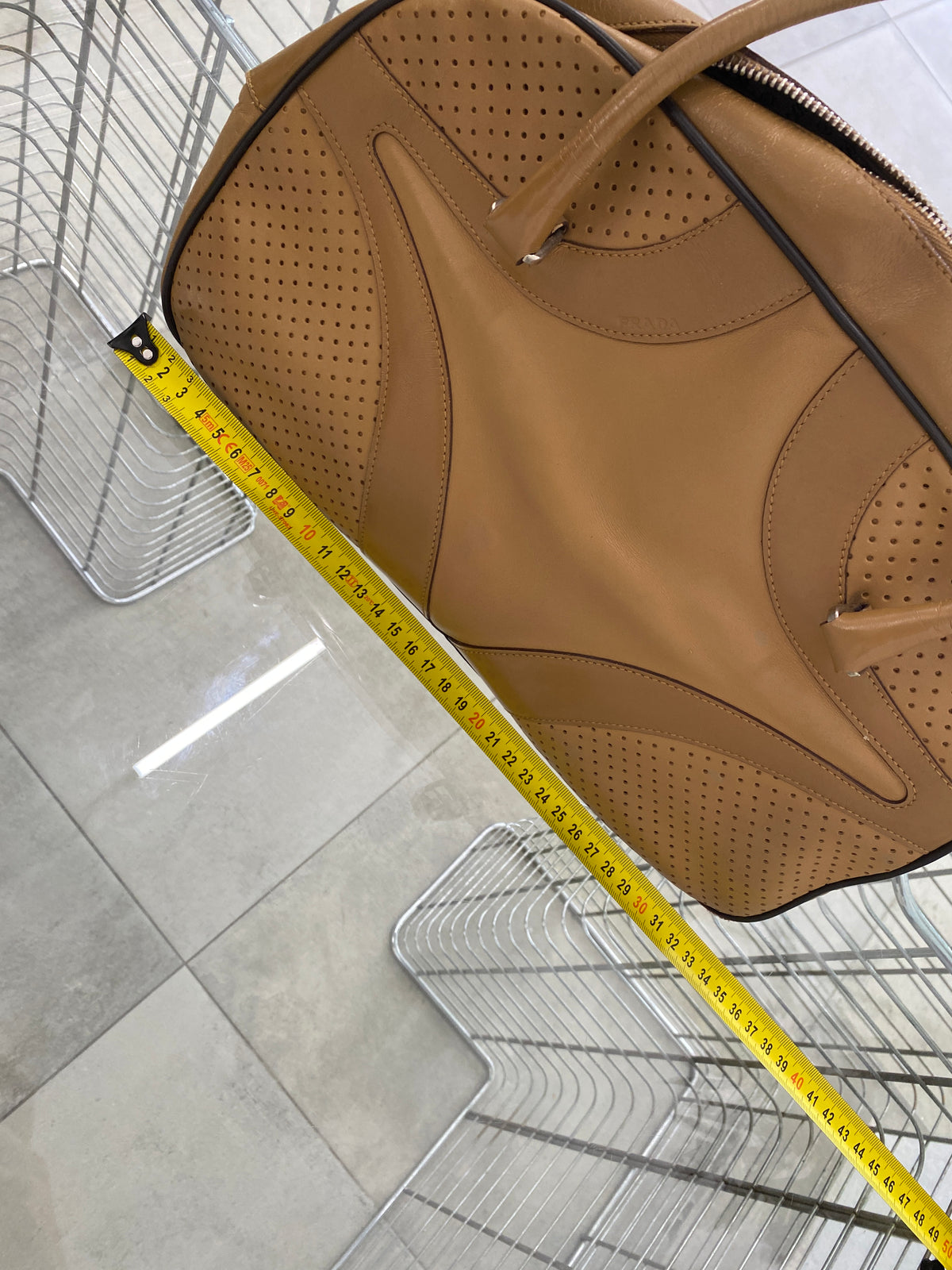 Prada FW99 beige leather bowling bag