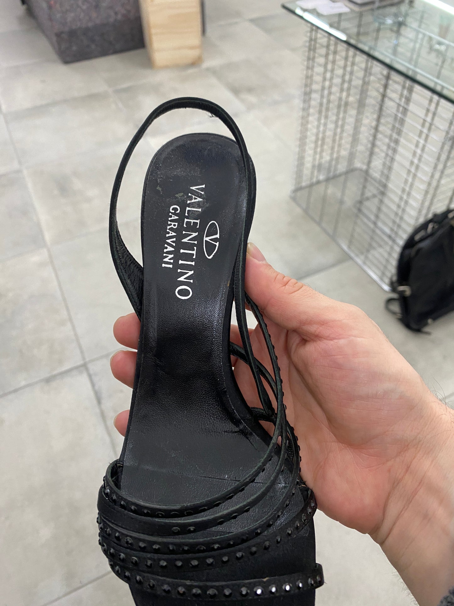 VALENTINO silk and rhinestones heels (38)