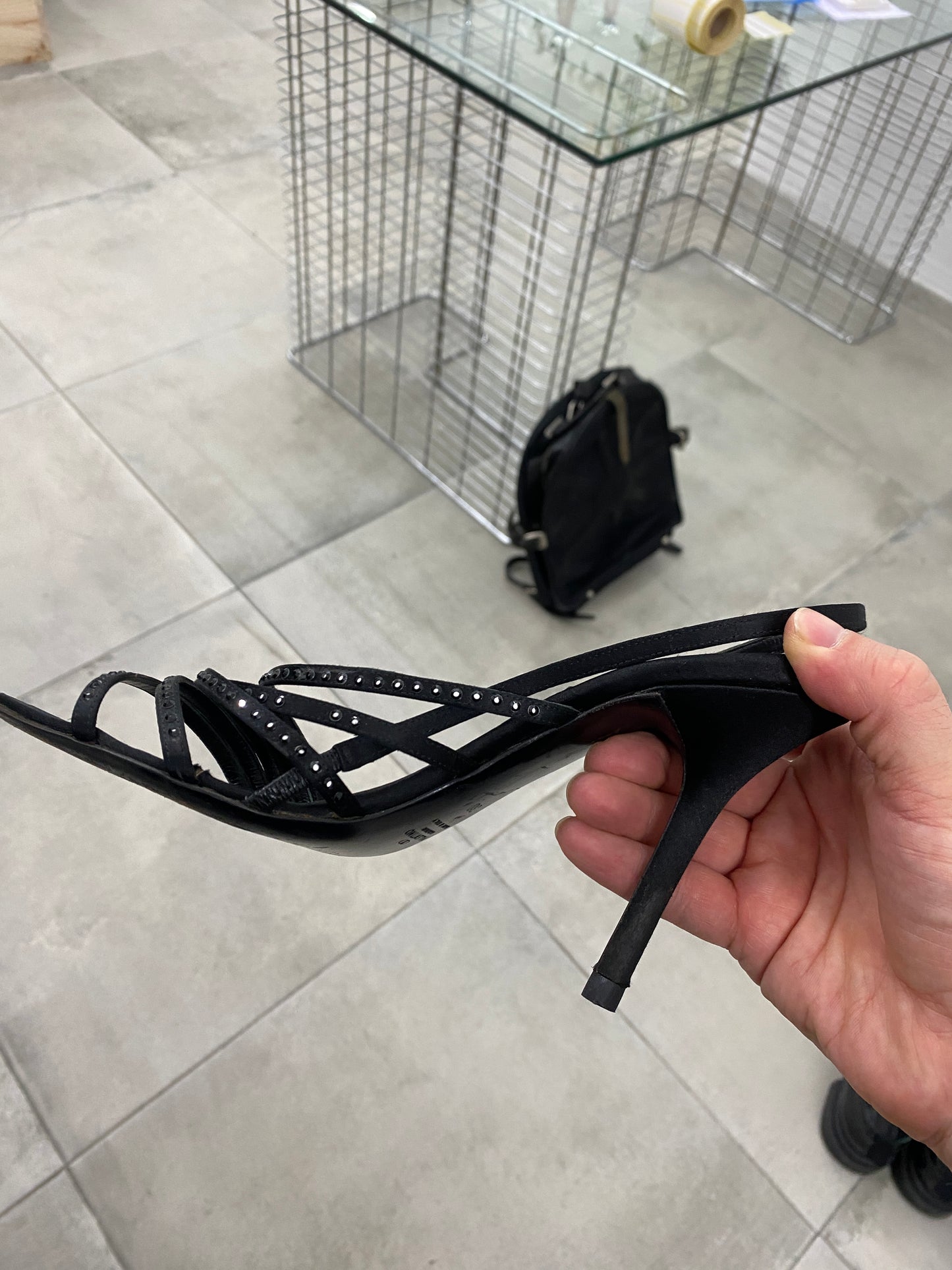 VALENTINO silk and rhinestones heels (38)