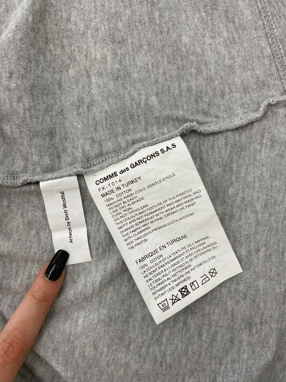 Comme des Garçons grey t-shirt (XL)