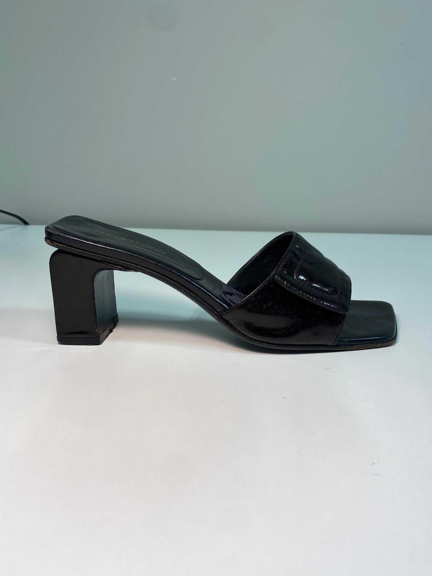 SERGIO ROSSI black leather platform heels (38)