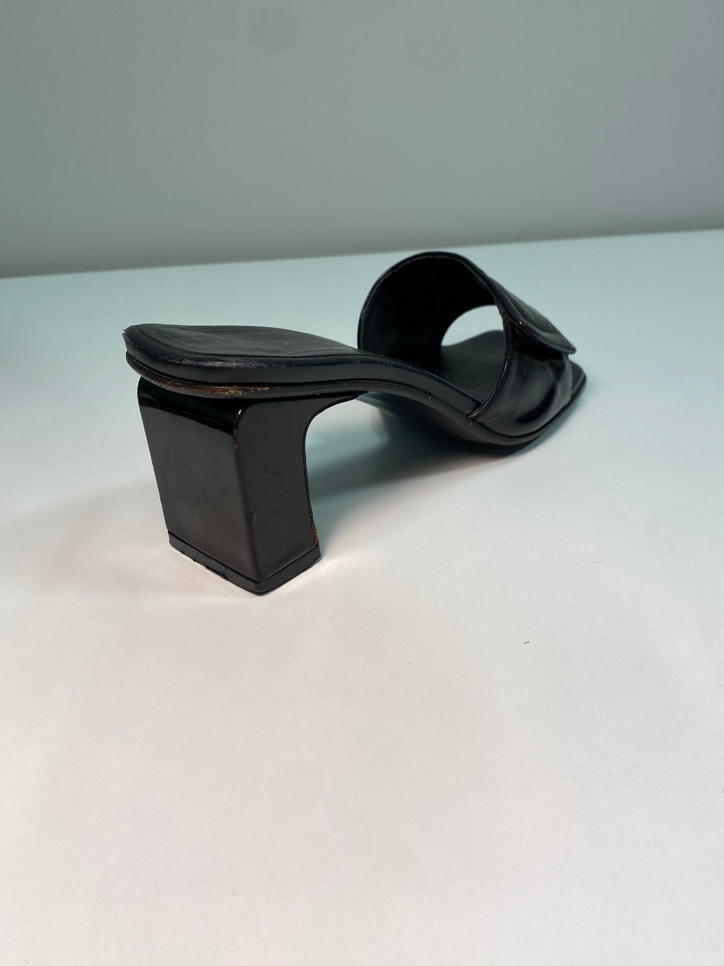 SERGIO ROSSI black leather platform heels (38)