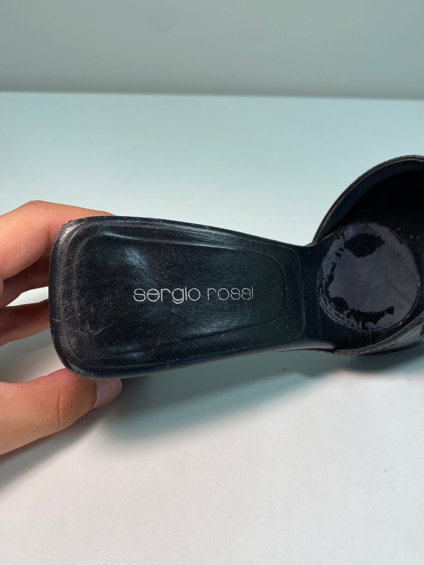 SERGIO ROSSI black leather platform heels (38)