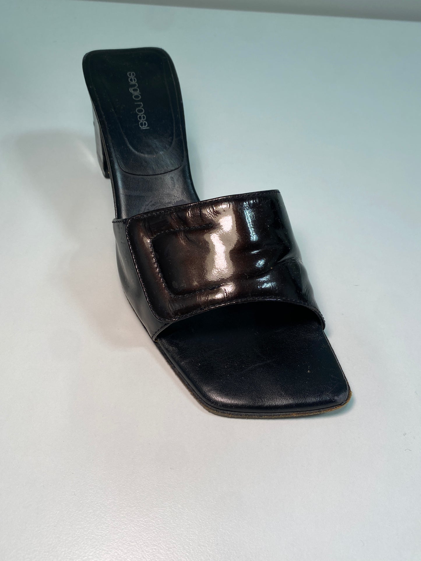 SERGIO ROSSI black leather platform heels (38)